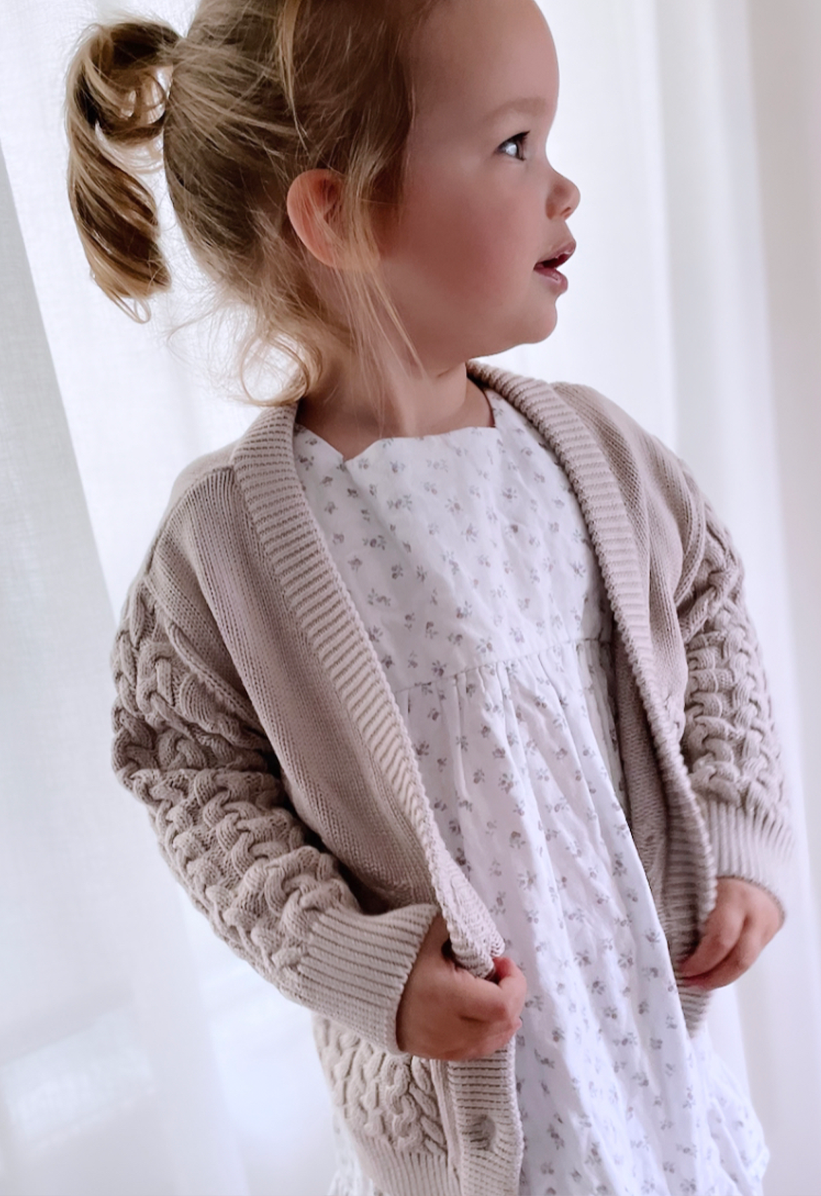 Cable knit cardigan (taupe)