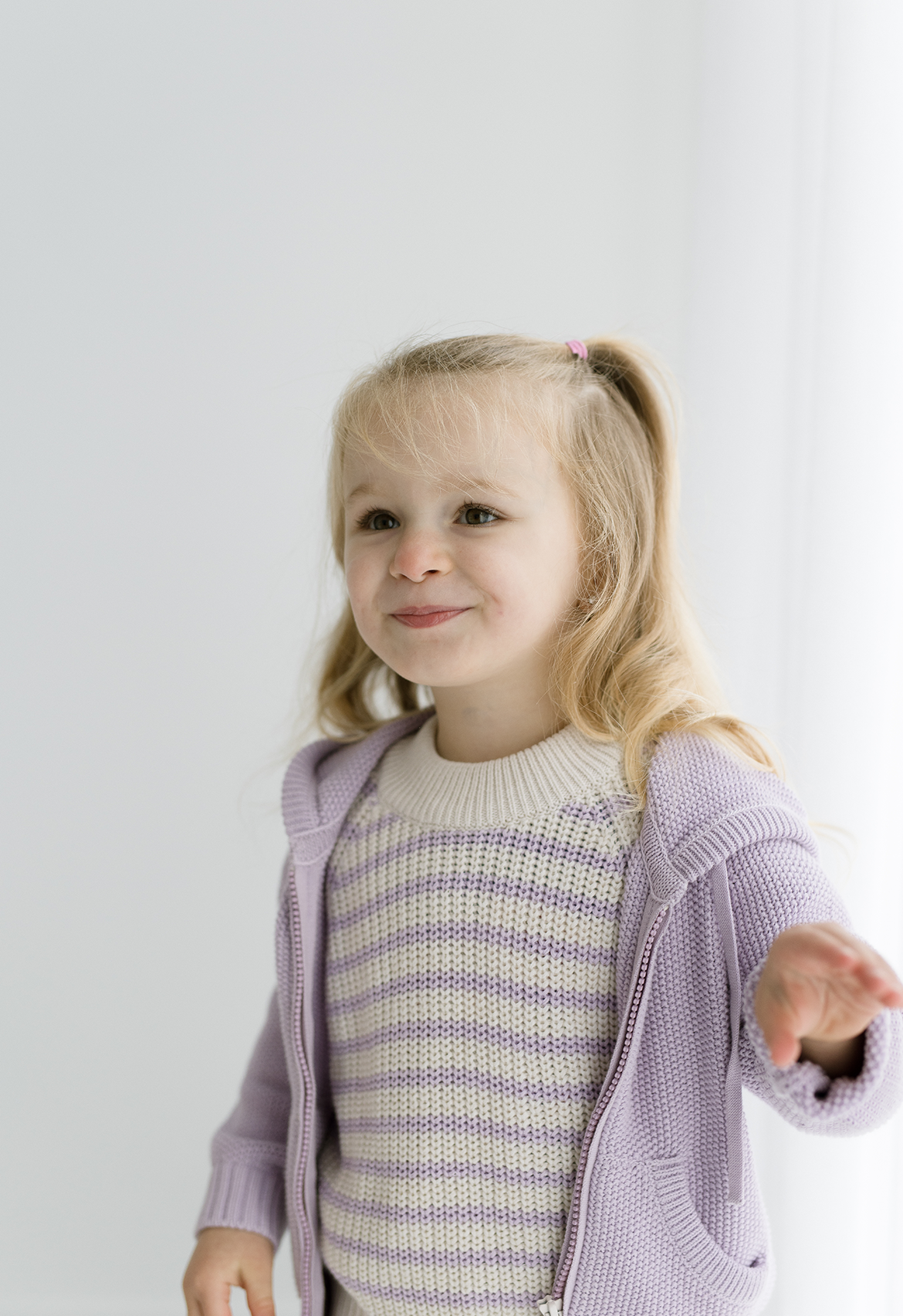 lilac hooded jacket, child and toddler knit