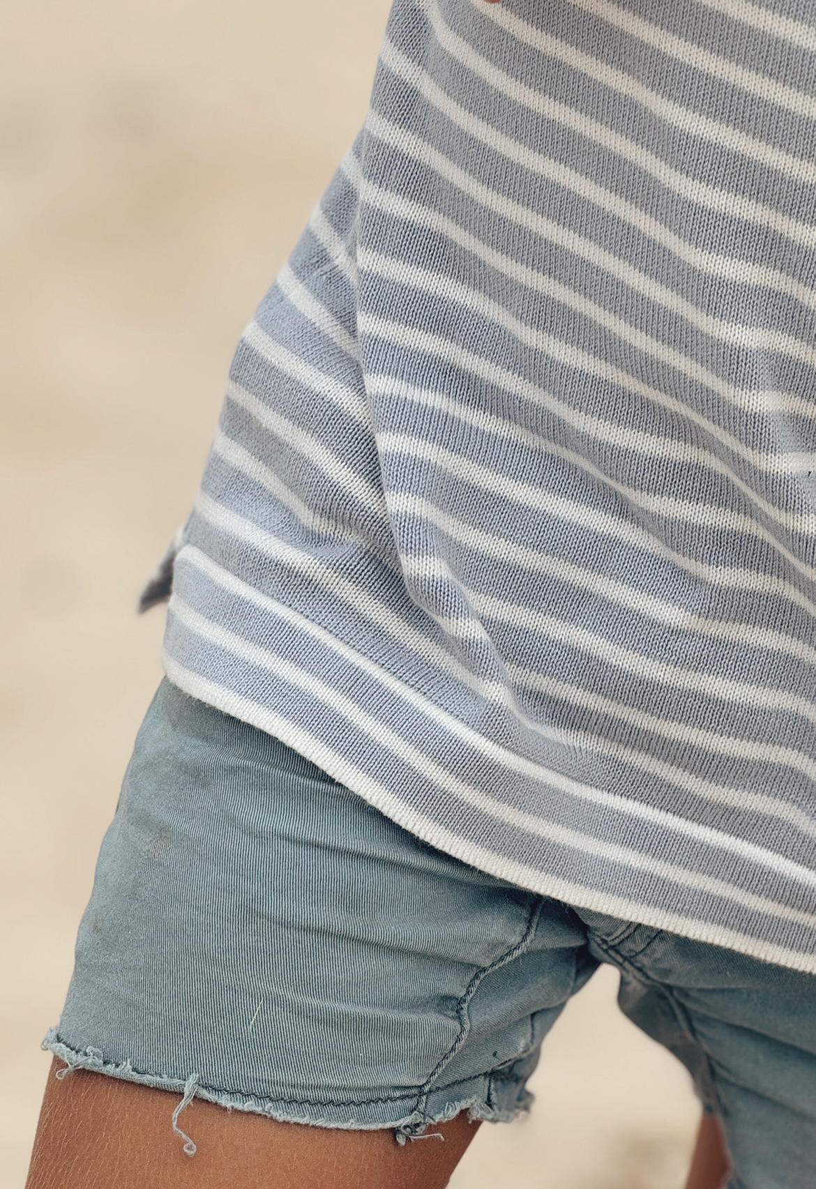 stripe knit t-shirt close up