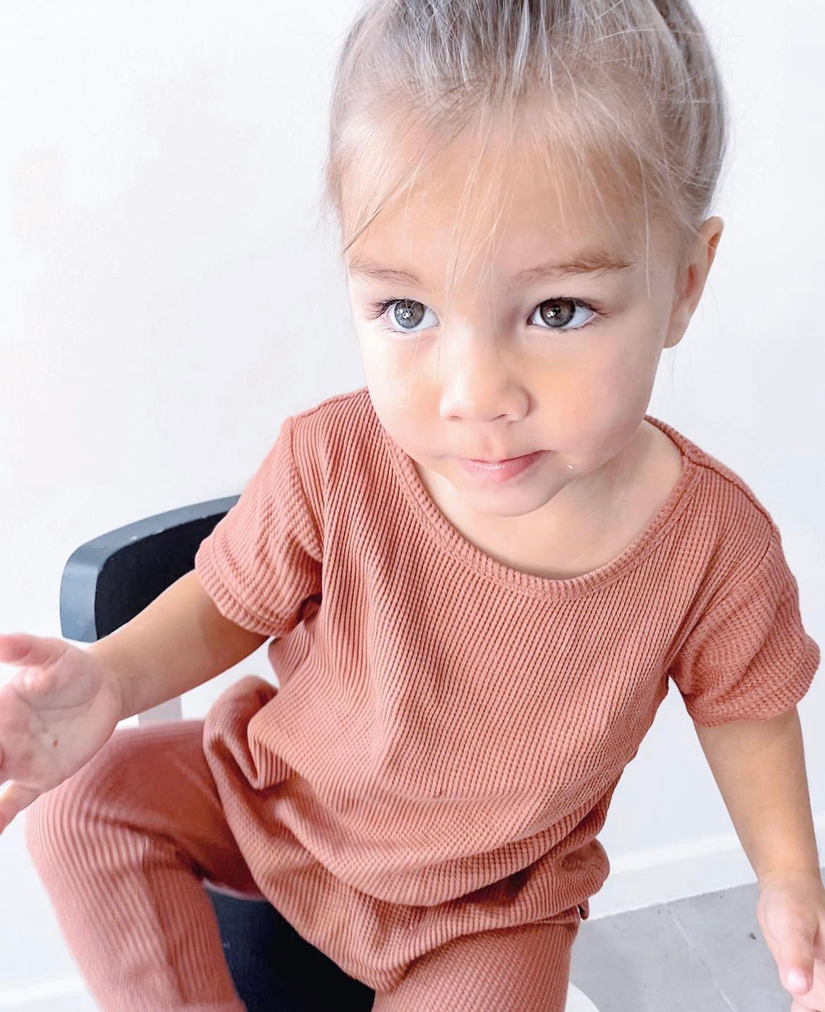 Waffle side split TEE (ginger)