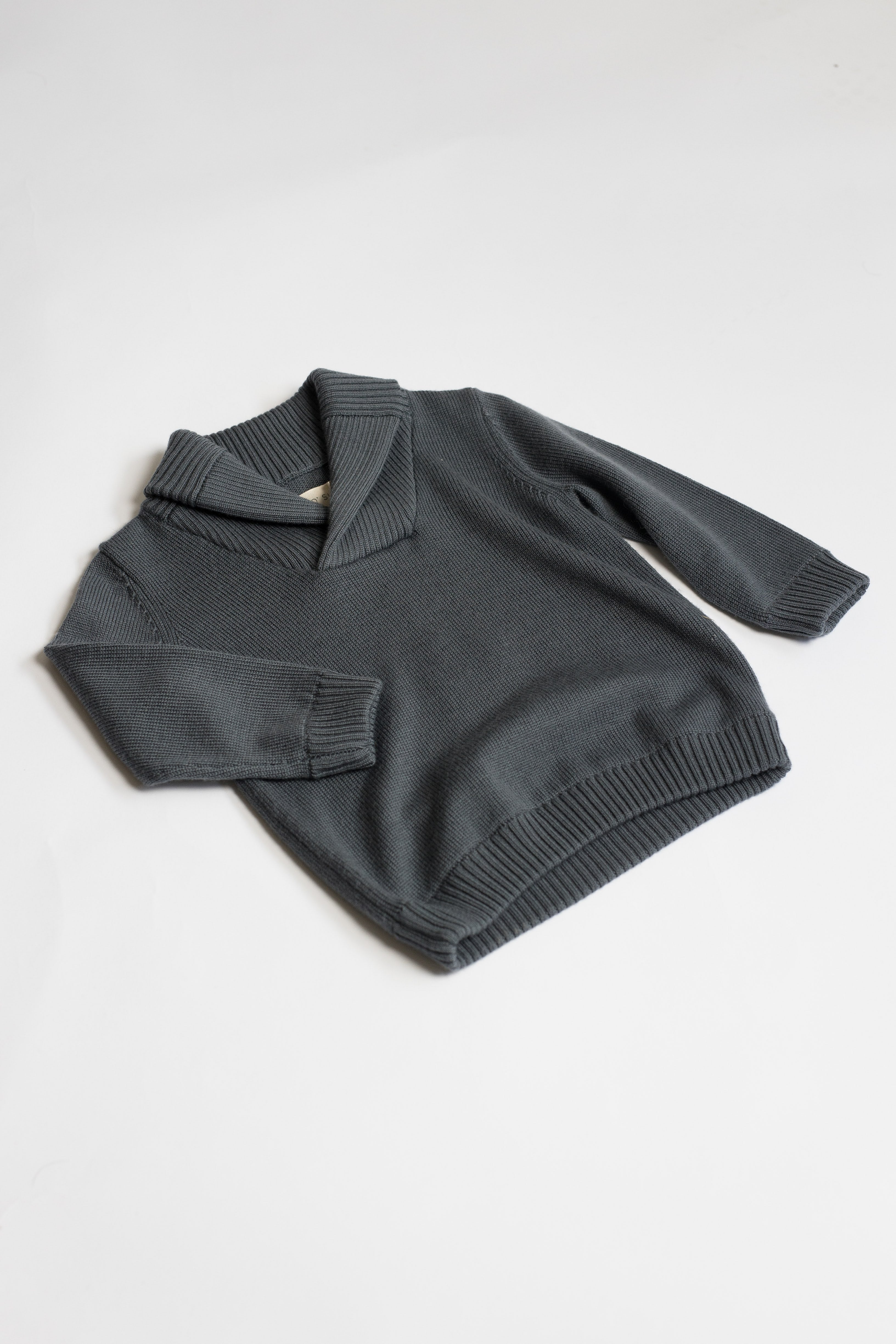 Merino Shawl Neck Jumper (Charcoal)