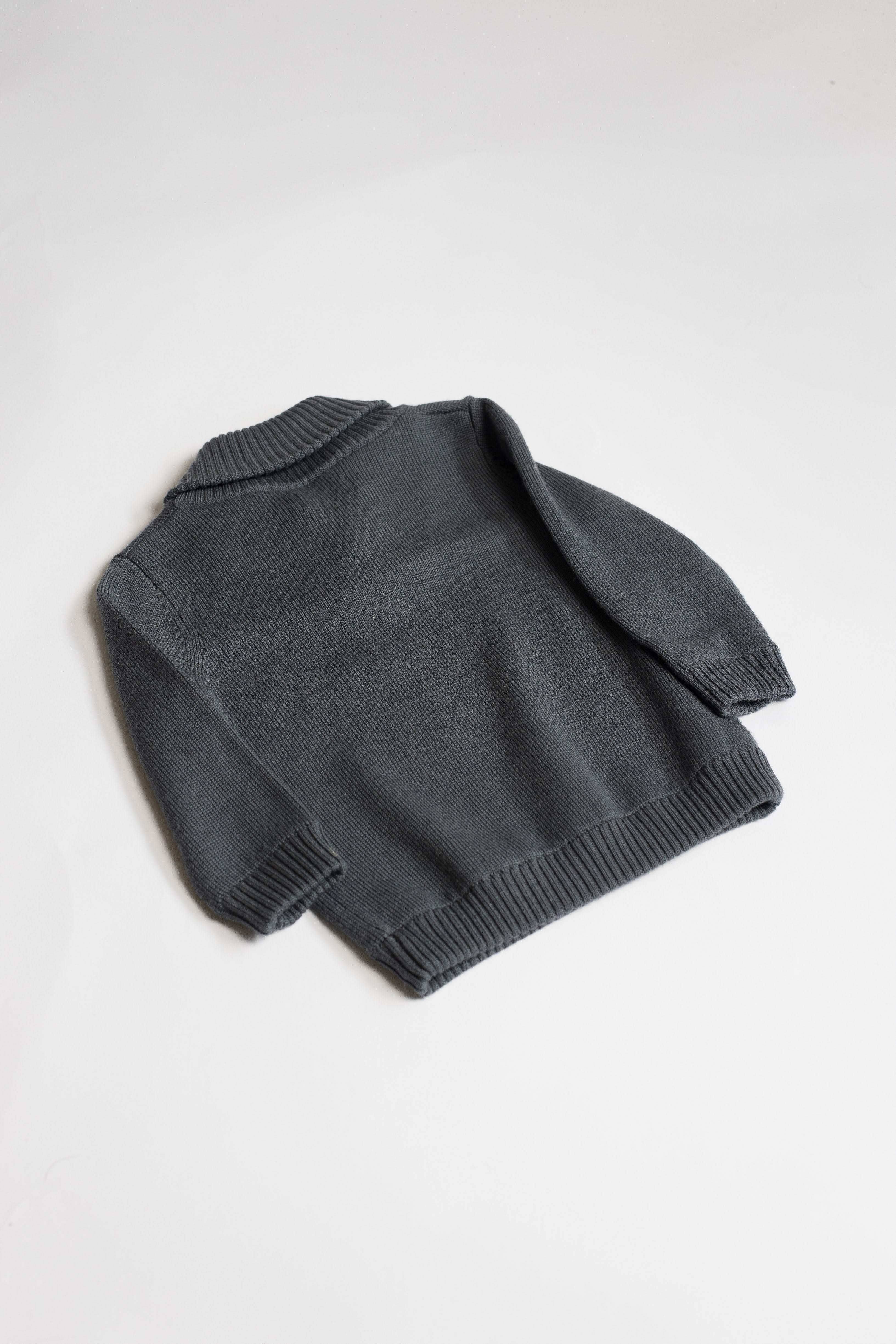 Merino Shawl Neck Jumper (Charcoal)
