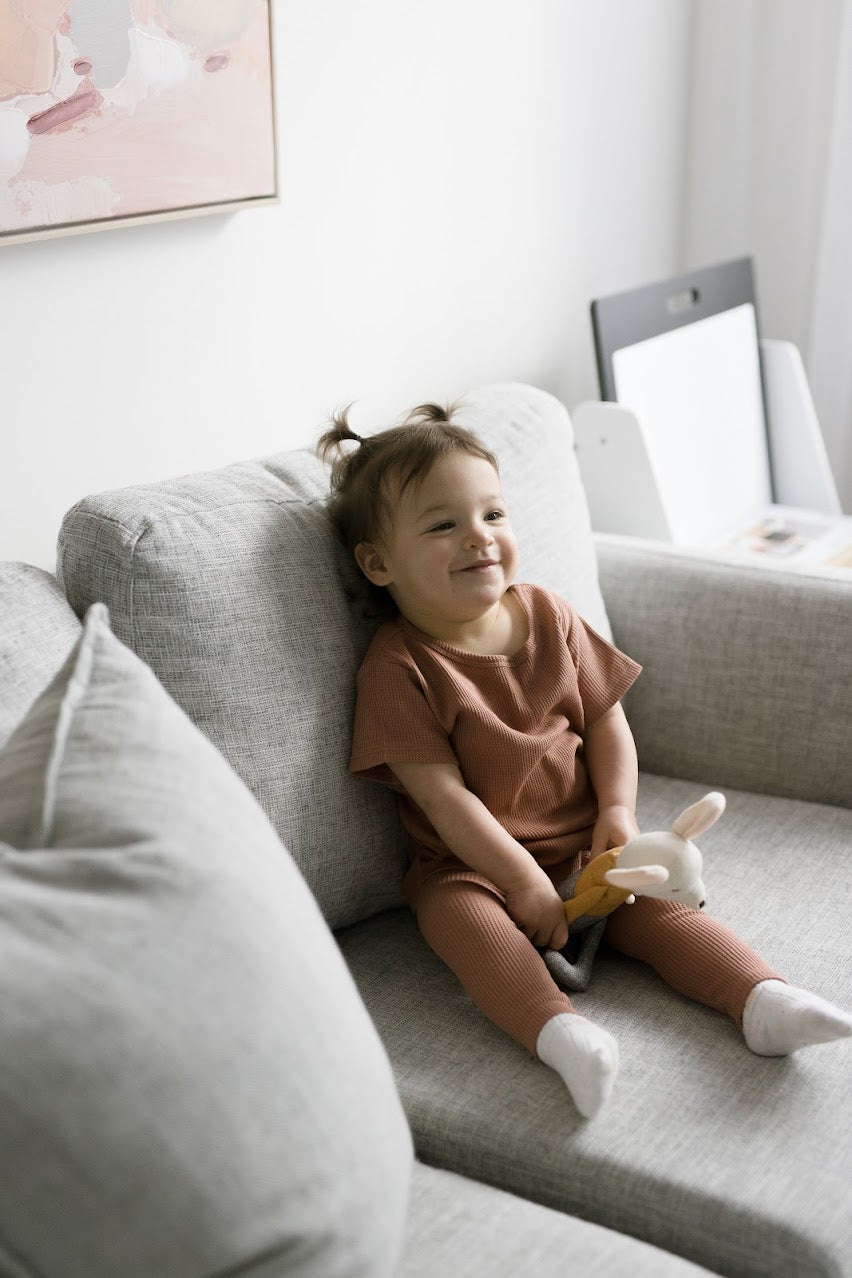 Waffle side split TEE (ginger)